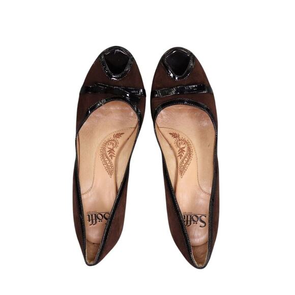 Sofft Shoes Womens 9.5 Pumps Heels Leather Fashion Peep Toe Classic Brown Bow - Picture 8 of 15